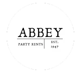 ABBEY text logo with 'Party Rents' and 'Est. 1947' beneath it inside a white circle.